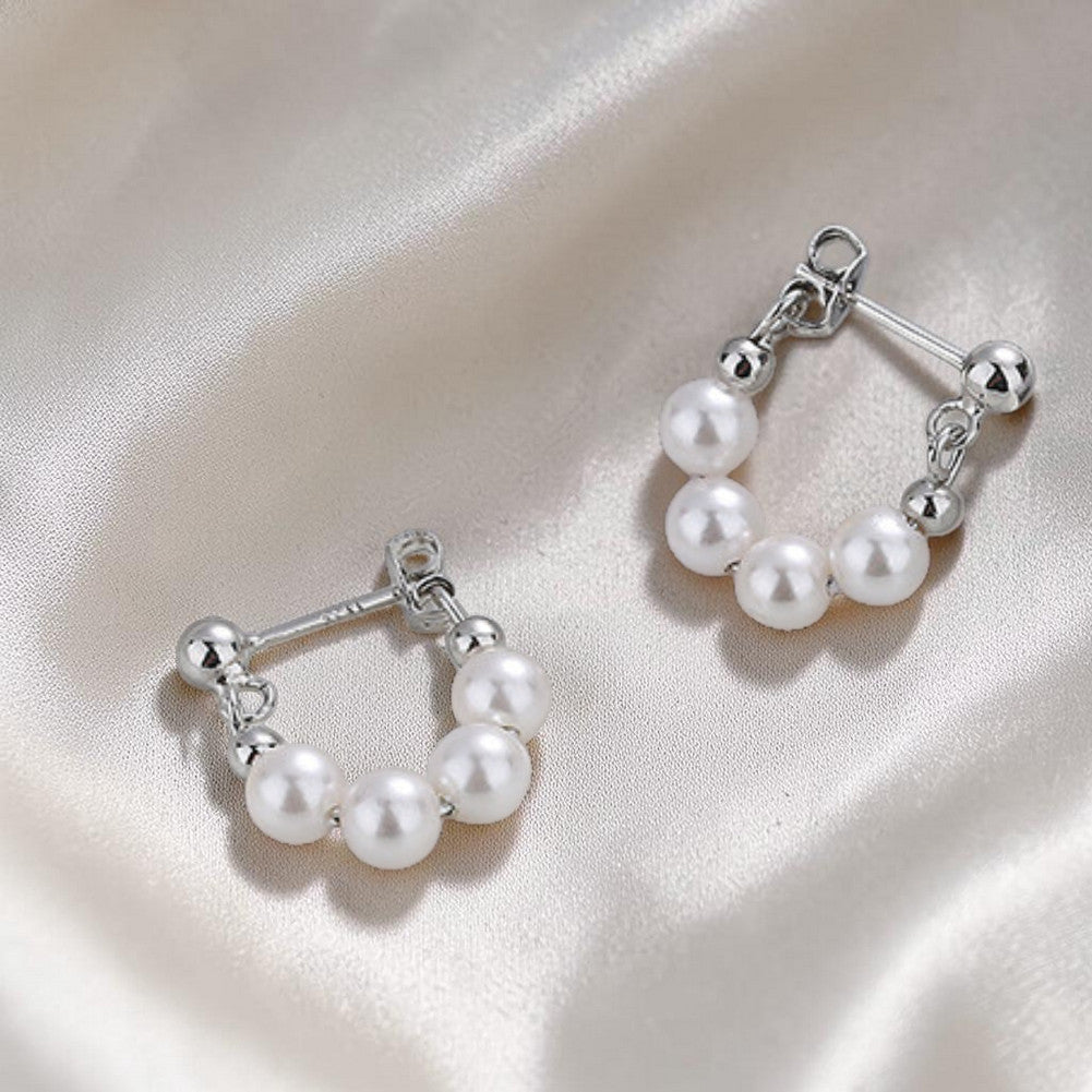 Pearl Cluster Hoop Earrings