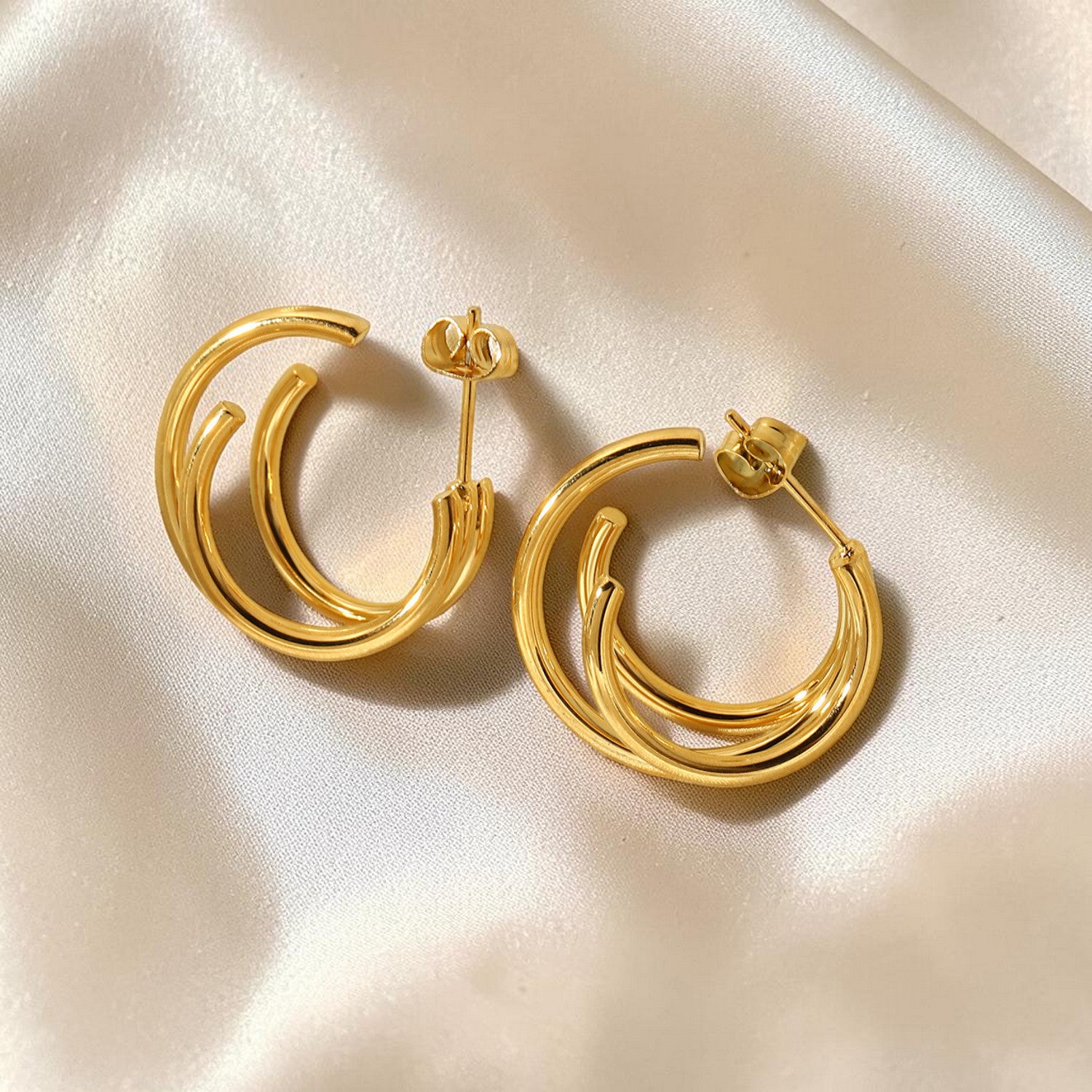 Triple Gold Hoop Earrings