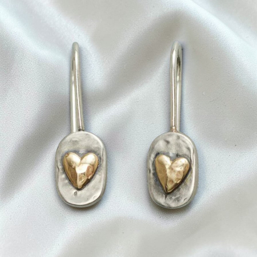 Gold Heart Drop Earrings