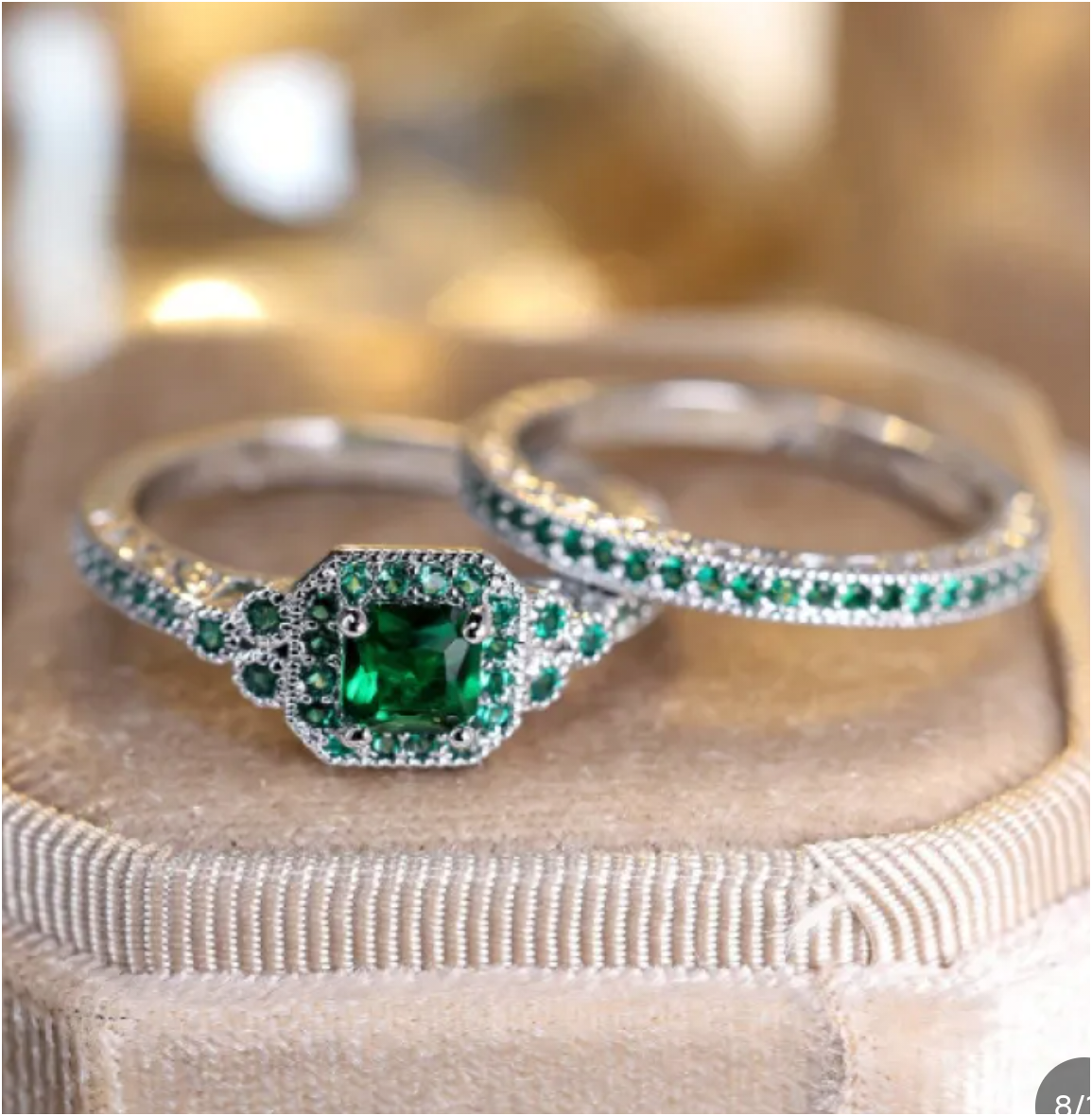 Eleganter Ring mit Smaragd und Zirkonia