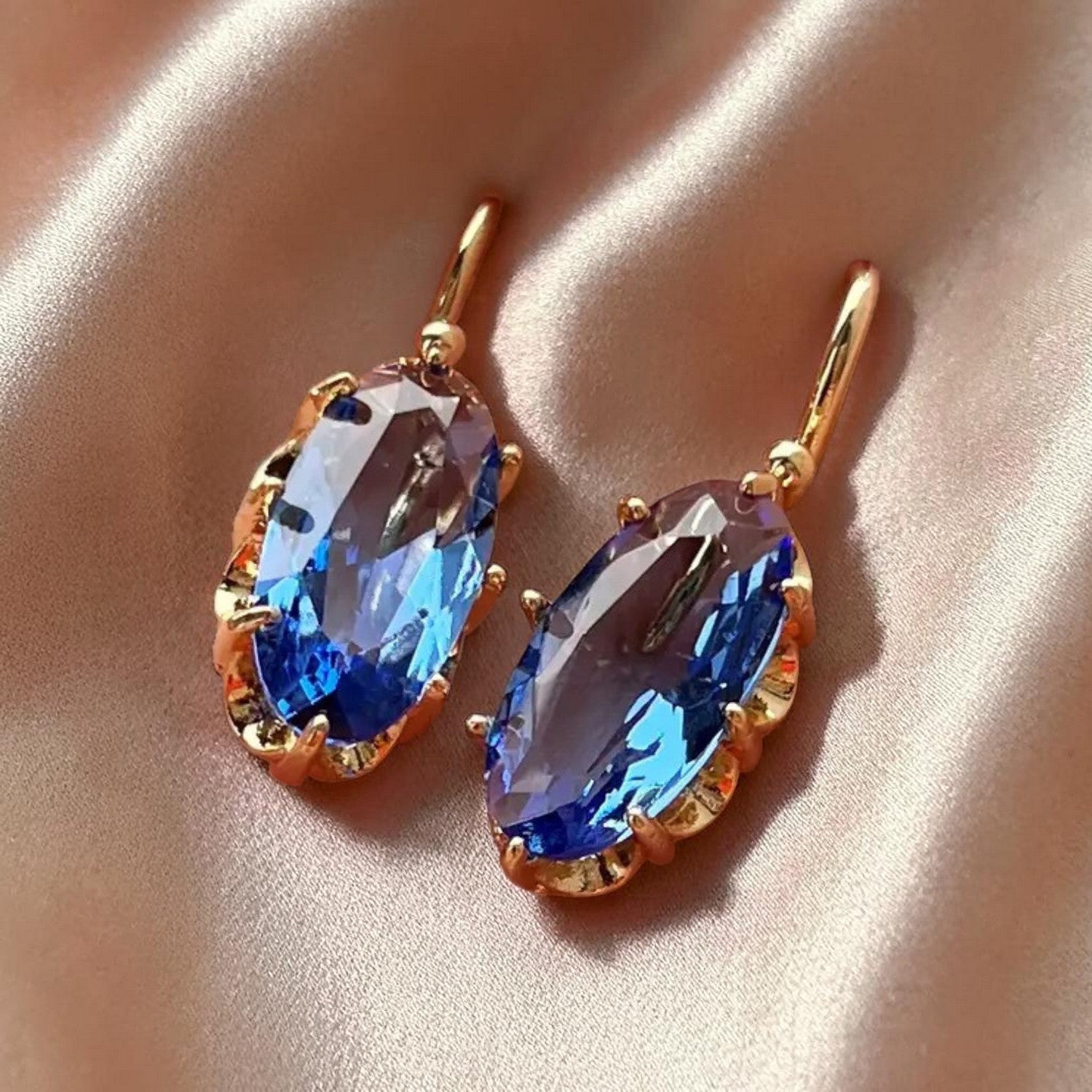 Blue Crystal Drop Earrings